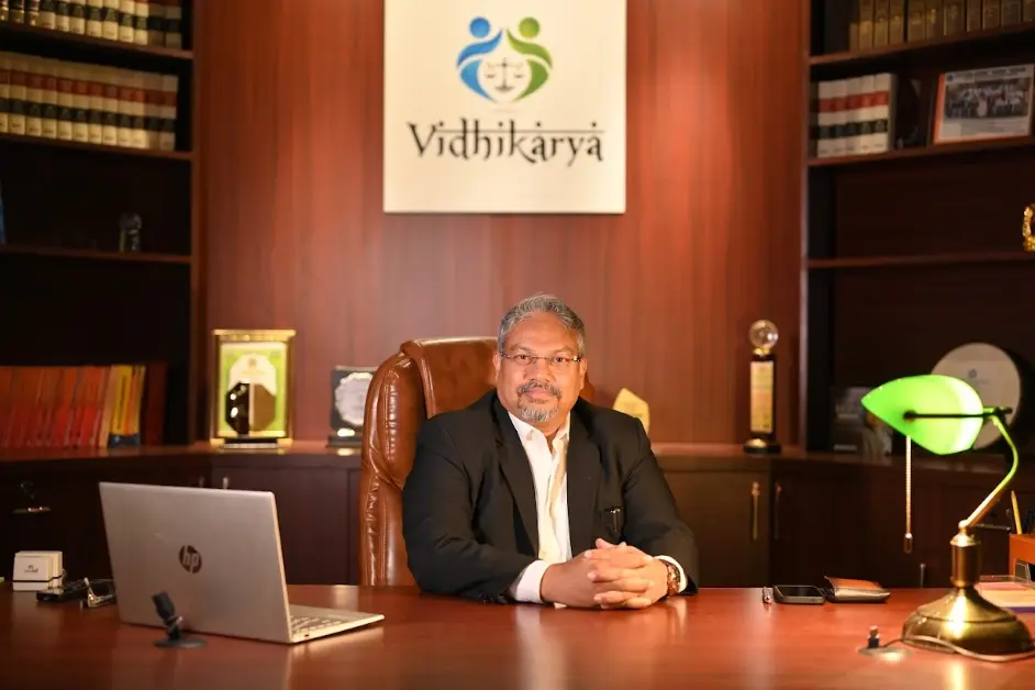  Vidhikarya law firm team in office, featuring Advocate Abhimanyu Shandilya, Co-Founder Suparna Moitra, and legal professionals